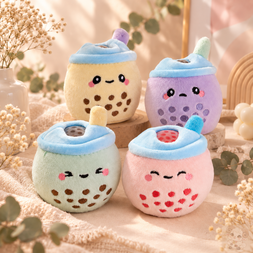🧋 Squishy Peluche Bubble Tea Kawaii – 4 coloris