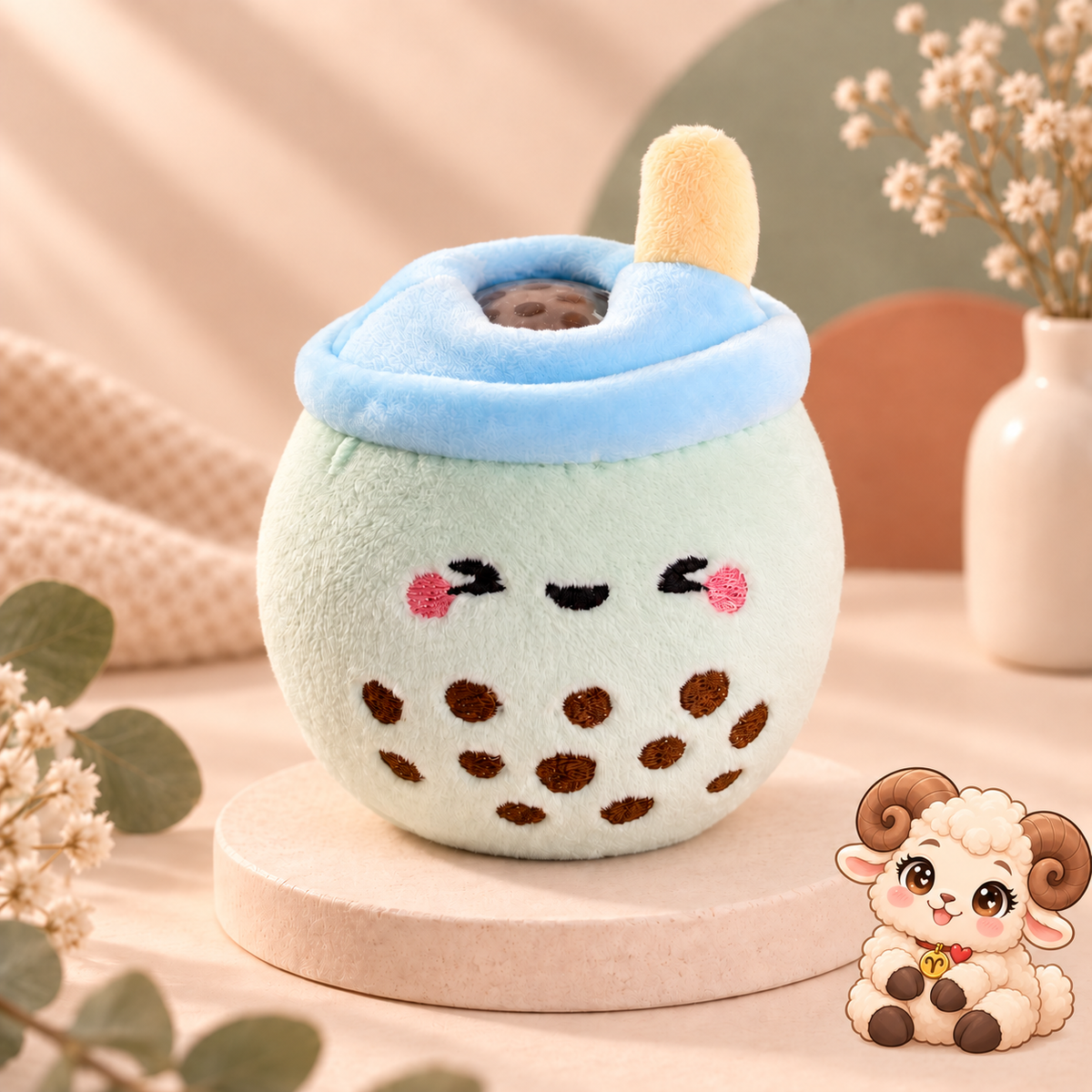 🧋 Squishy Peluche Bubble Tea Kawaii – 4 coloris