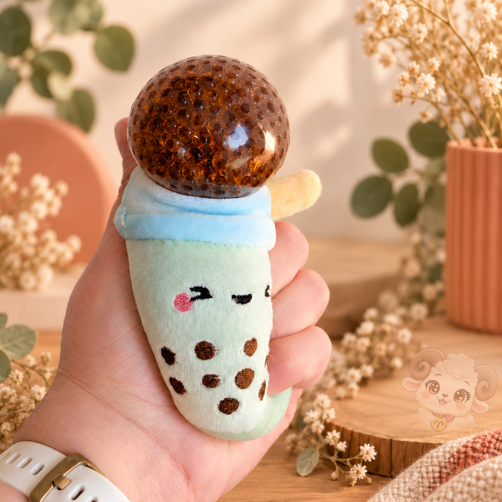🧋 Squishy Peluche Bubble Tea Kawaii – 4 coloris