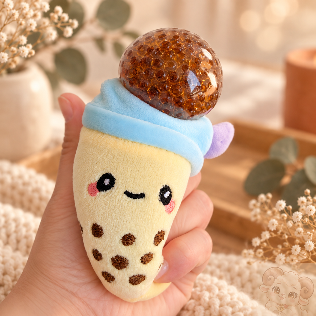 🧋 Squishy Peluche Bubble Tea Kawaii – 4 coloris