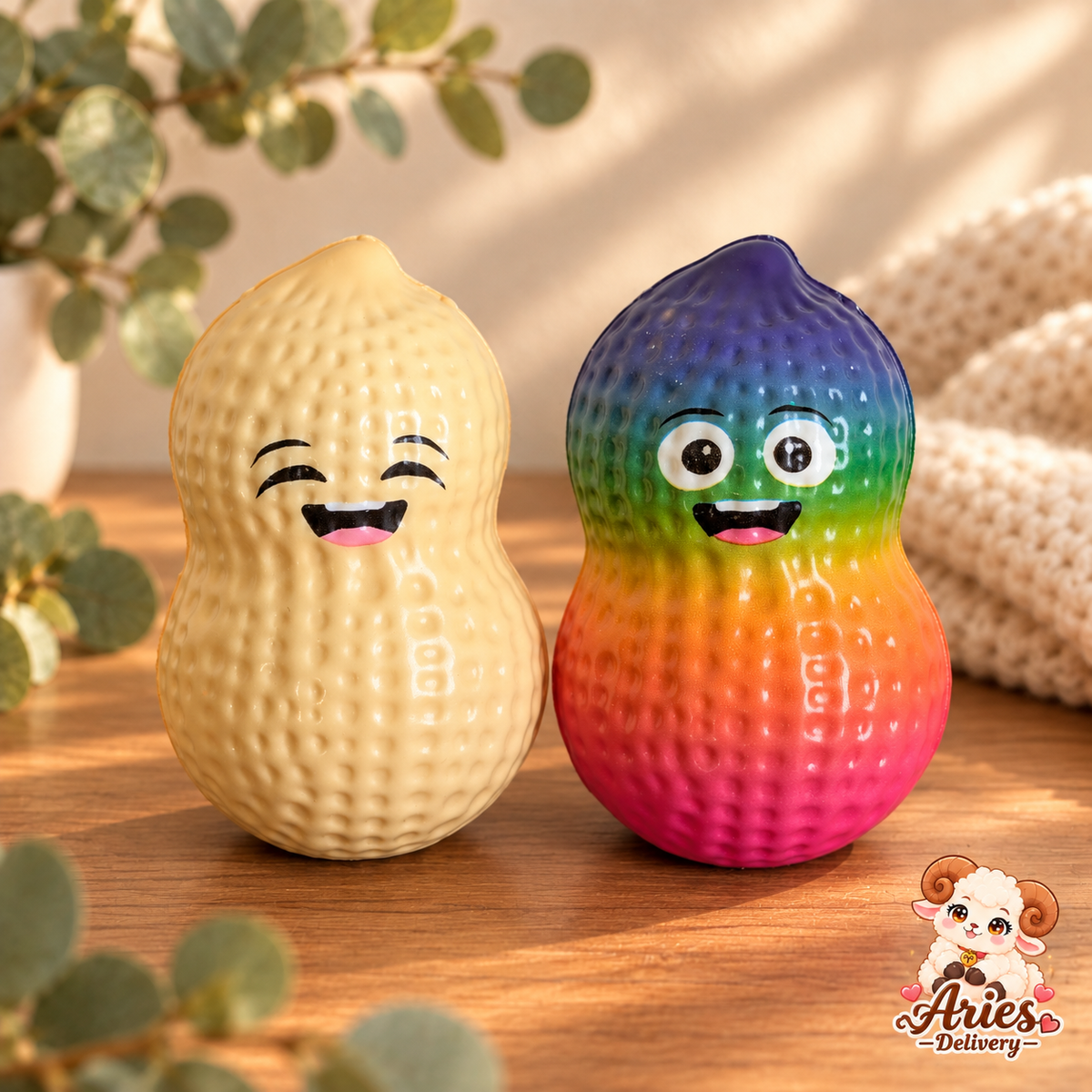 🥜 Squishy Cacahuète Kawaii – 2 coloris