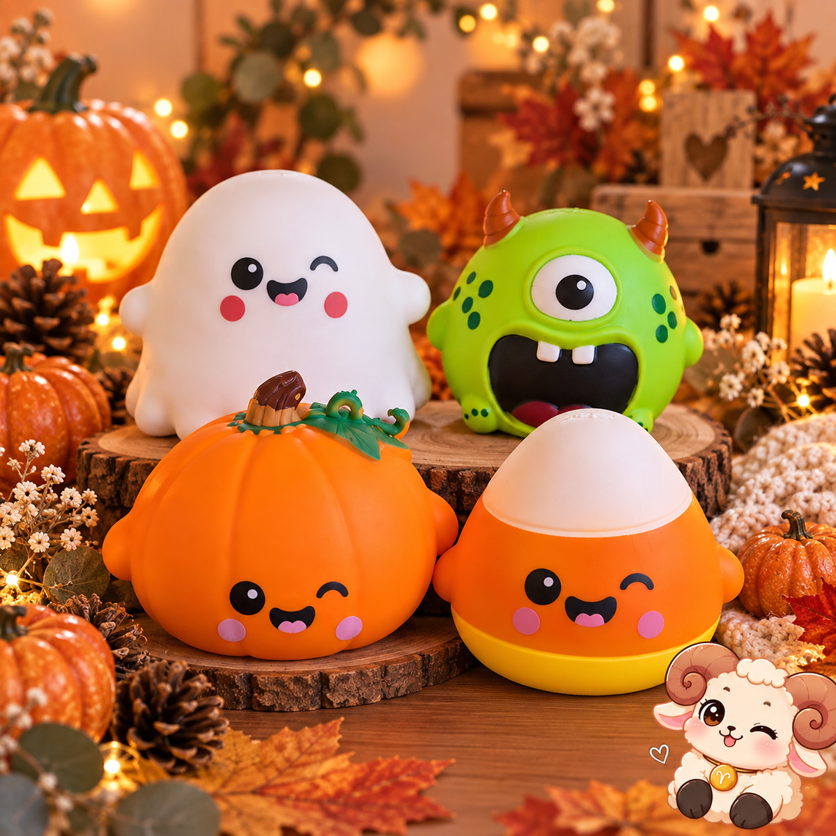 🎃 Squishy Halloween Kawaii – 4 modèles – Environ 12,5 cm