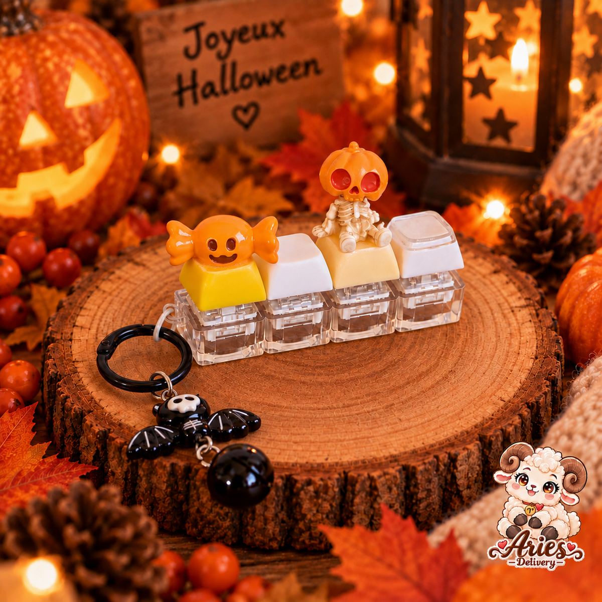 Porte-clé fidget clavier Halloween 3D orange