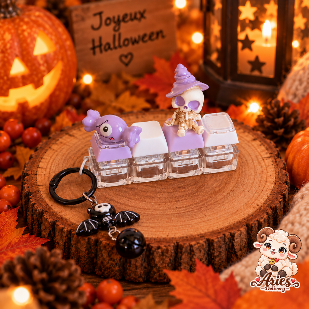 Porte-clé fidget clavier Halloween 3D violet