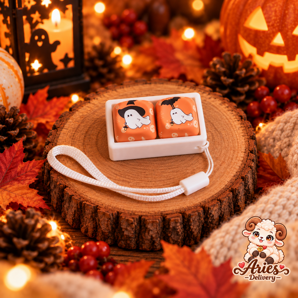 Clavier 2 touches Halloween orange avec deux fantômes