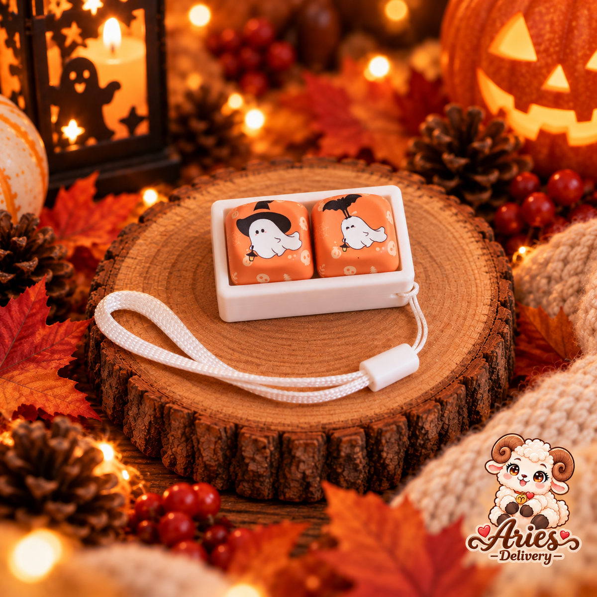 Clavier 2 touches Halloween orange avec deux fantômes